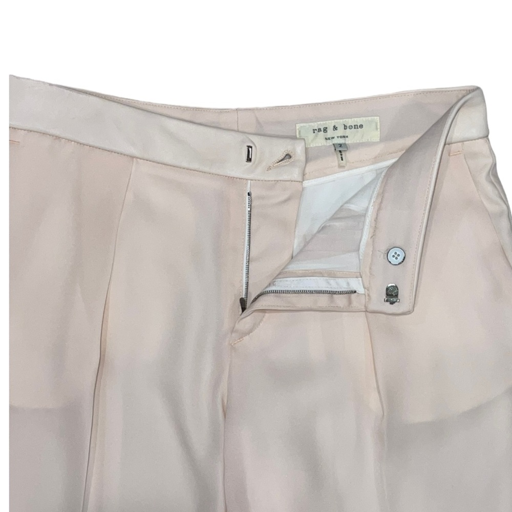 Rag & Bone Pink Silky Lined Leather Waistband Cuffed Trousers Size 2 - Picture 4 of 7